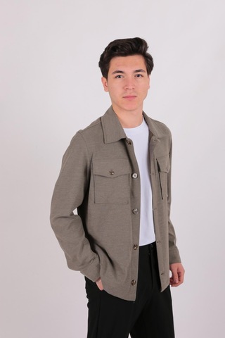 Twın Lıon Twin Lıon 1033 Slimfit Dış Gömlek Mont Haki