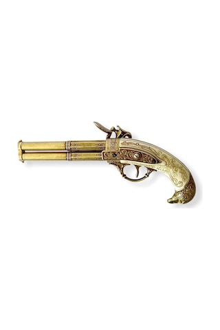 Denix Dekoratif Replika Döner 2 Namlulu Çakmaklı Tabanca, Fransa 18. Yüzyıl
