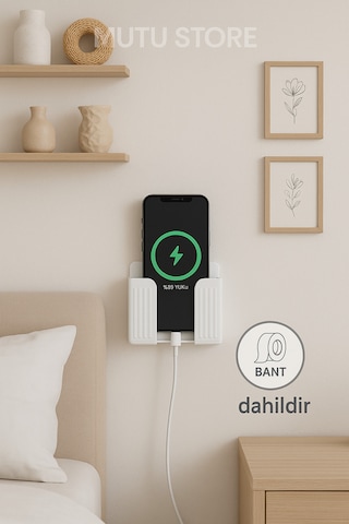 Yapışkanlı Duvara Monte Kumanda Tutucu - Telefon Şarj Standı