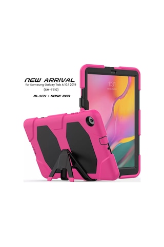 Newface Samsung Galaxy Uyumlu T510 Tab A 10.1 Kılıf Griffin Tablet Kapak - Pembe Arka Kapak