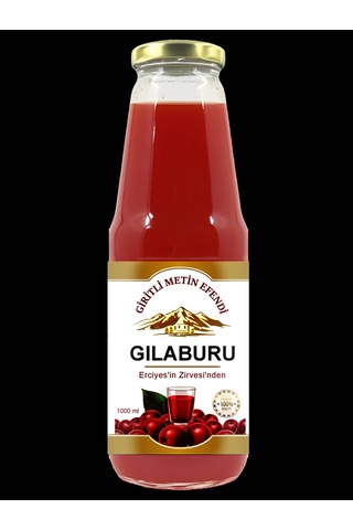 Gilaburu Meyve Pulplu İçecek 1000 Ml Özel Cam Şişe Katkısız Giritli Metin Efendi