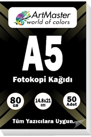 A5 Fotokopi Kağıdı 50 Adet 80 Gr 14,8 X 21cm Artmaster A5 Boy Fotokopi Kağıdı Yazıcı Kağıdı 50 Li