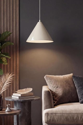 Cone Metal Sarkıt Avize, Bohem Tavan Lambası Ve Salon Oturma Odası Aydınlatması - Krem - 25 Cm Modern Dekoratif Çok Renkli