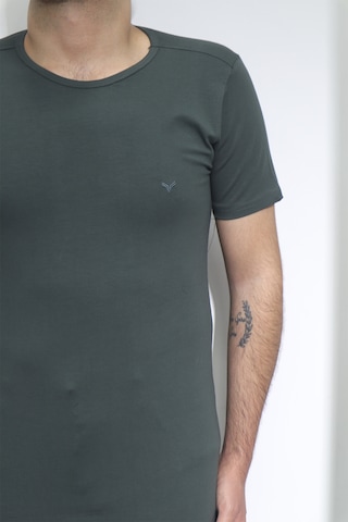 Santa Dmctekstil Erkek Düz Spor Kesim Dar Kalıp Bisiklet Yaka Basic T-shirt Haki