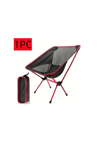 Dashanshop 1/2 Adet Kırmızı A Taşınabilir Ay Sandalyesi Kamp Seyahat Plaj Piknik Hafif Kompakt Katlanır Dış Mekan Sandalye Çantası Altın