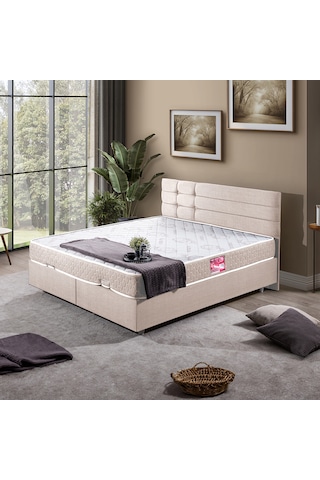 Viyana Çift Kişilik Baza Başlık Letto Yatak Seti - Krem 150 x 200