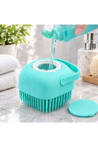 Duş Jeli Hazneli Silikon Fırça Kese Çok Amaçlı Vücut Temizleme Kesesi Peeling Banyo Lifi