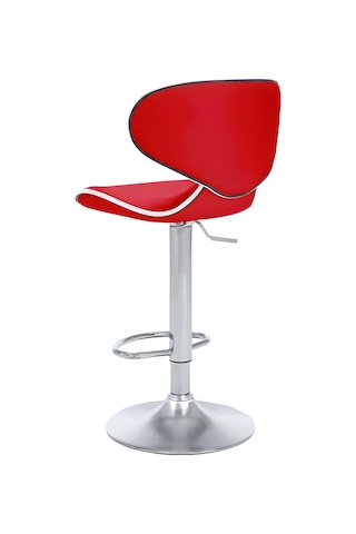 Bürocci Zen Bar Taburesi - Kırmızı Modern Deri Metal Ataklı Yüksek Tezgah Sandalyesi - 9549s0511 Kırmızı