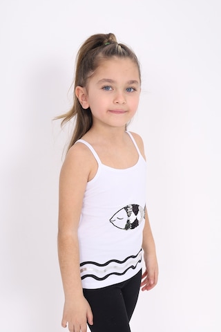 Toontoy Kids Toontoy Kız Çocuk Pul İşlemeli Balık Nakış Askılı Atlet Beyaz