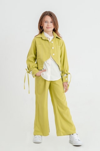 Kız Çocuk Zıt Dikişli Üçlü Takım 4410 Yeşil