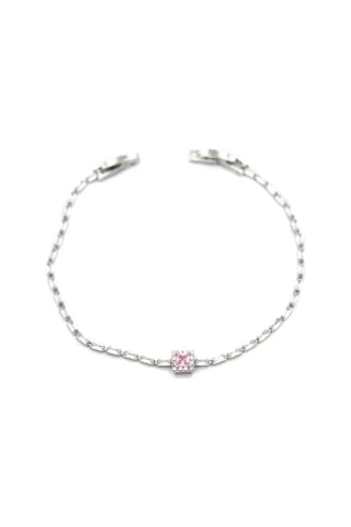 Pembe Taşlı Bileklik - Gümüş Çok Renkli