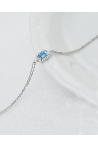 Brezza Lusso Jewelry Aquamarin Taşlı Baget Diamond Classical Kadın Gümüş Bileklik