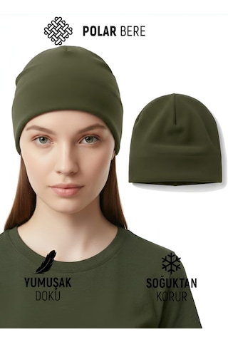 Qulothes Qu-tex Extra Kalın Termal Polar Soğuk Geçirmez Bere Unisex Pamuklu Kışlık Şapkaa Haki