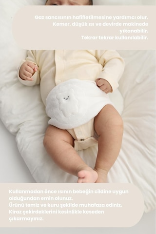 Ekru Doğal Kiraz Çekirdeği Dolgulu Bebek Kemeri Kiraz Çekirdekli Bebek Bel Kemeri
