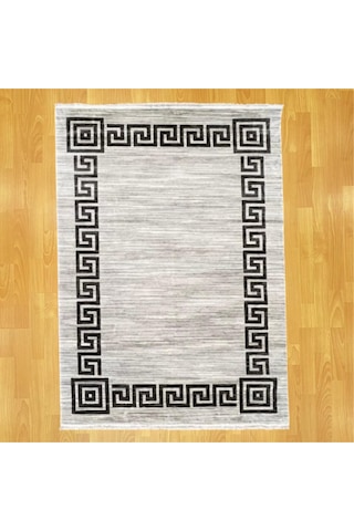 Yunan Labirent Desenli 160 X 230 Yün Halı Gri