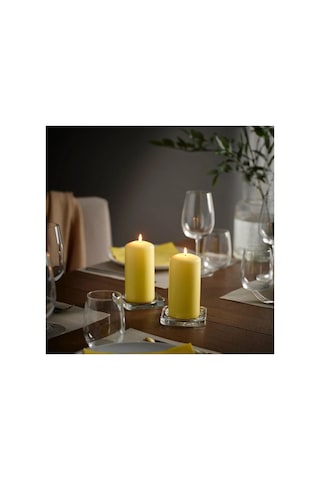 Ikea Daglıgen Cam Kaplı Kokulu Mum 6,8 X 14 Cm Kokusuz Açık Sarı