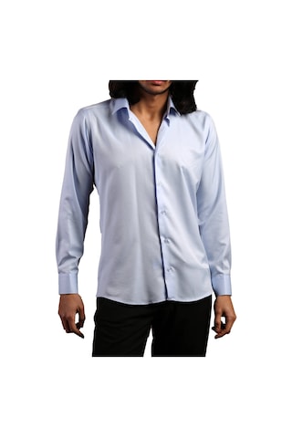 Dicotto Mavi Dar Kesim Micro Kumaş Kol Düğmeli Slim Fit Erkek Gömlek - 201-4 001