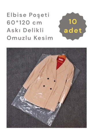 Colorpak Elbise Poşeti Askı Delikli Omuzlu Şeffaf Hurç 10'lu 60 x 120 CM