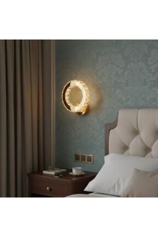 Halka Kristal Taşlı Ledli Aplik Gold