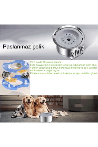 Ecronicword Paslanmaz Çelik Evcil Hayvan Su Kabı Kediler Köpekler 4l W11
