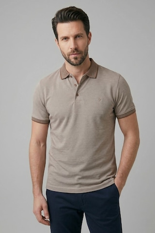 Efor Comfort Fit Rahat Kalıp %100 Pamuk Kıvrılmaz Yaka Ekru-vizon Polo Yaka Tişört Ts 931