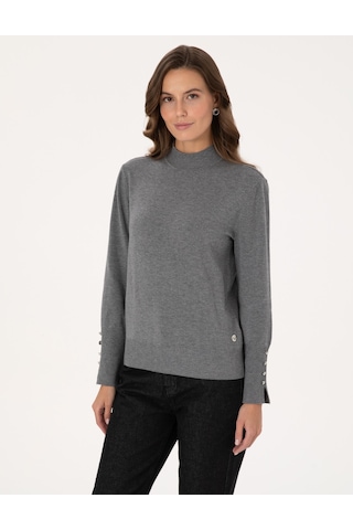 Pierre Cardin Kadın Gri Melanj Kazak /triko 50310887-vr086 Gri Melanj