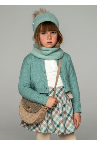 Kız Çocuk Ekose Etek - Yeşil Gri