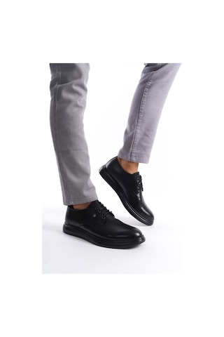 Mubiano Mbrgn86-s Siyah Erkek Cilt Bağcıklı Loafer Siyah