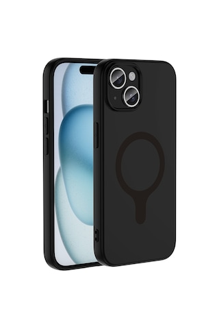 Apple iPhone Uyumlu 15 Kılıf M-safe Şarj Özellikli Zore Aris Silikon Kapak - Siyah