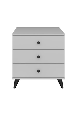 Simple Komodin 3 Çekmeceli 60x44x64 Beyaz Beyaz