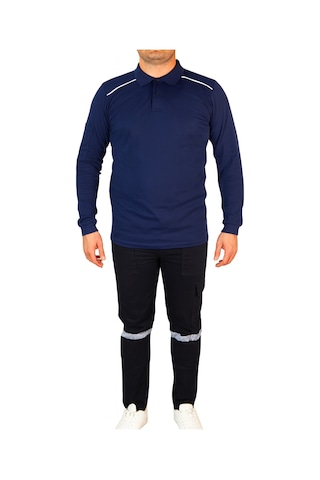 Polo Yaka Uzun Kollu Sweatshirt İş Kıyafeti 10 Adet Firmanıza Logo/isim Baskılı & Nakışlı Lacivert