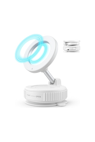 Manyetik Magsafe İle Uyumlu 360 Dönen Ayarlanabilir Araç İçi Telefon Tutucu Vakumlu Katlanabilir K007