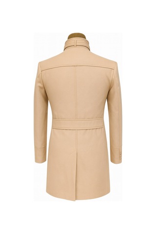 Erkek Slim Fit Kaşe Kaban Çıkarılabilir Ribanalı Fermuarlı Yaka, S Xxl Açık Bej