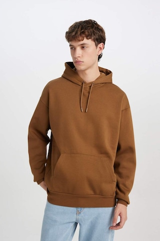 DeFacto Oversize Geniş Kalıp Kapüşonlu Kanguru Cepli Basic Düz Sweatshirt X8287AZ24AUBN550 Kahve Kahverengi