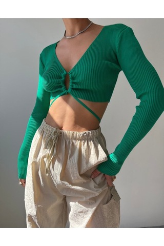 Mai Collection Mai Studios Co. Berta Yeşil Triko Crop Yeşil