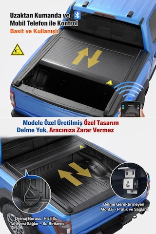 Kgm Sayyong Musso Ev Elektrikli Pikap 2025 Elektrikli Sürgülü Bagaj Kapağı Rollbag Bagaj Kepengi
