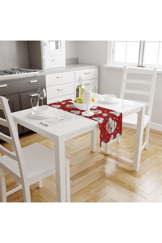 Red Rose Runner 140x45cm Ince Keten, Uluslararası Yıkama Ve Solmama Sertifikası Çok Renkli