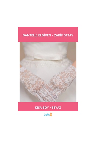 Letsii Beyaz Renk Kısa Dantelli Eldiven Zarif Aksesuar Çok Renkli