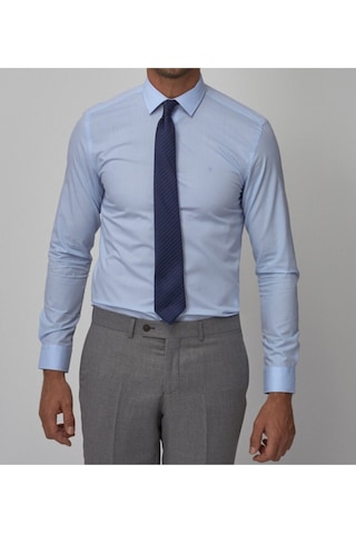 Nacar Store Erkek Mavi Uzun Kol Slim Fit Klasik Gömlek MAVİ