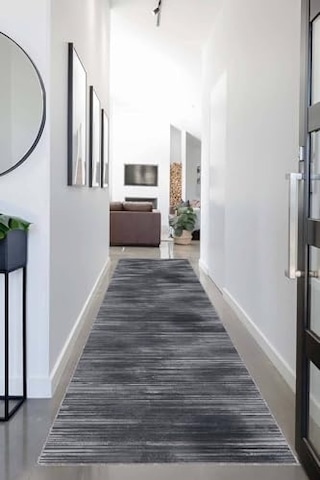 Viva Home Antrasit Kaymaz Tabanlı Yıkanabilir Leke Tutmaz Kesme Rulo Yolluk Özel Ölçülü Halı, Antrasit, 80 X 400 Çok Renkli