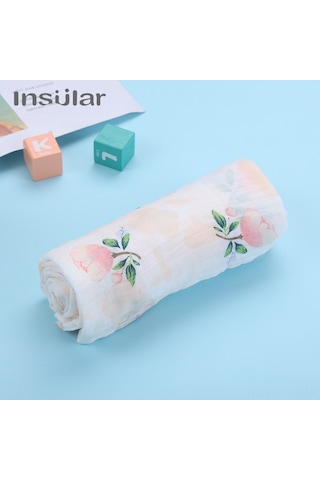 Geeksen Bebek Pamuklu Battaniye - Bambu Lifli, Yumuşak Ve Nefes Alabilir, 130x110 Cm, Güneş Gülü Desenli, Ev Ve Seyahat İçin Beyaz