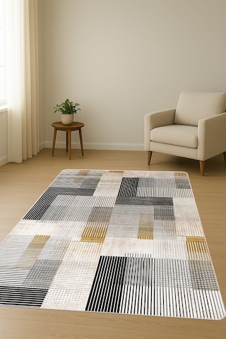 Modern Desenli Dijital Baskı Kaymaz Taban Halı H0936 Renkli