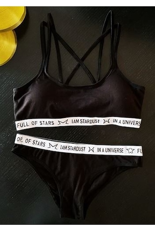 Deep Secret Siyah Kaplı Spor Bralet Takım 001