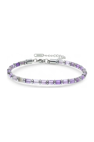 Moncuk Design Ametist Taşı & Silver Hematit Taşlı Ayarlanabilir Çelik Zincir Erkek Bileklik 33512b10 Çok Renkli