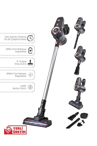 Pirantech ES92 Kablosuz Led Aydınlatmalı Şarjlı Dikey Süpürge