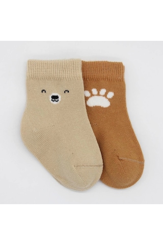 Bistyle Bear Penye Soket Çorap 2'li Bs10116 Bej Bej