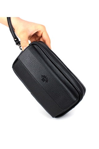 Erkek Siyah El Ve Bileklik Kemerli Portföy Çanta El Çantası Siyah