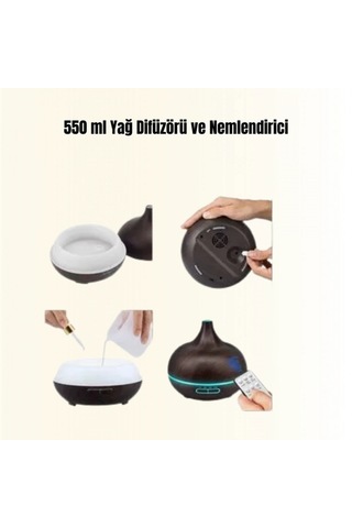 550 Ml Ultrasonik Aroma Difüzörü 7 Renk Led Işıklı Ve Zaman Ayarlı