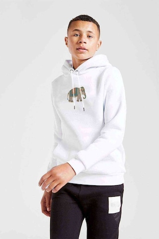 Tshirthane Gri Ve Renkli Fil Sanat Hintli Baskılı Unisex Çocuk Sweatshirt Beyaz