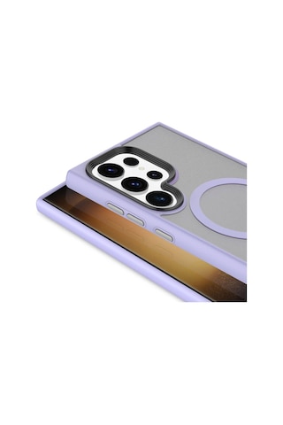 Galaxy Uyumlu S24 Ultra Kılıf Sert Pc Arka Yüzey Wireless Şarj Özellikli Casen Flet Magsafe Kılıf